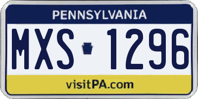 PA license plate MXS1296