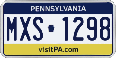 PA license plate MXS1298