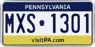PA license plate MXS1301