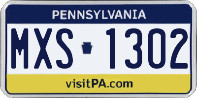 PA license plate MXS1302