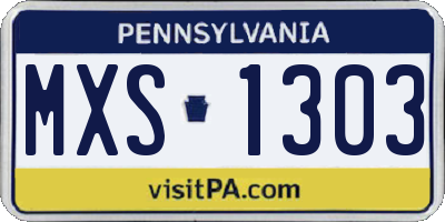 PA license plate MXS1303