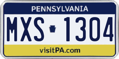 PA license plate MXS1304