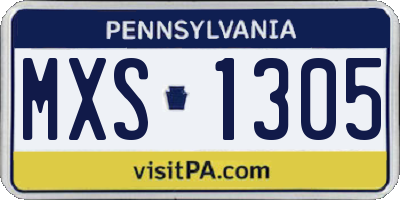PA license plate MXS1305