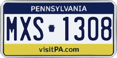 PA license plate MXS1308