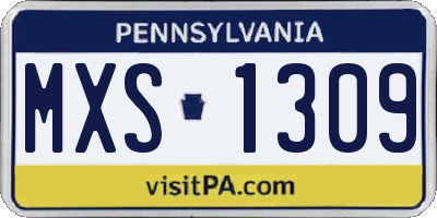 PA license plate MXS1309
