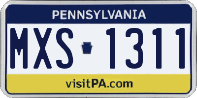 PA license plate MXS1311