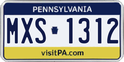 PA license plate MXS1312