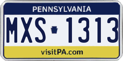 PA license plate MXS1313