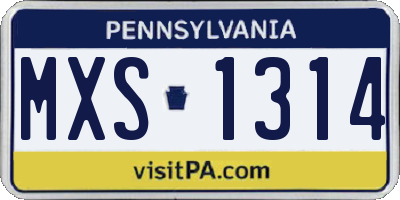 PA license plate MXS1314