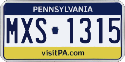 PA license plate MXS1315