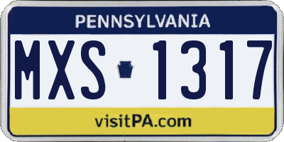 PA license plate MXS1317