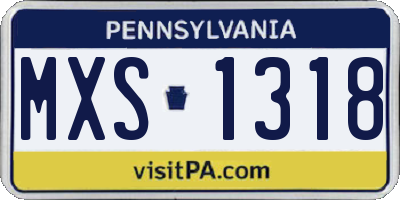 PA license plate MXS1318