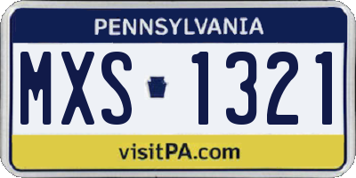 PA license plate MXS1321