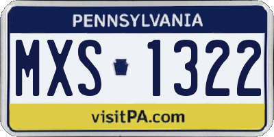 PA license plate MXS1322