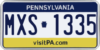 PA license plate MXS1335
