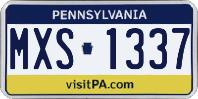 PA license plate MXS1337