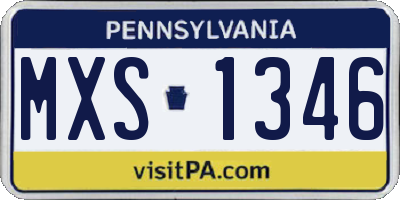PA license plate MXS1346