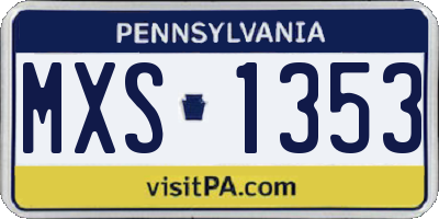 PA license plate MXS1353