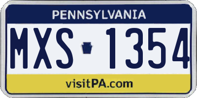 PA license plate MXS1354