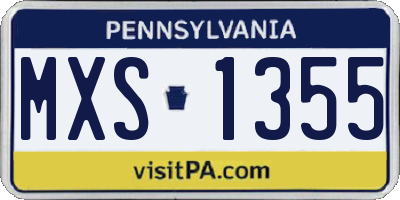 PA license plate MXS1355