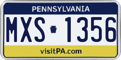 PA license plate MXS1356
