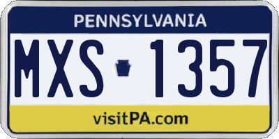 PA license plate MXS1357