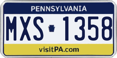 PA license plate MXS1358
