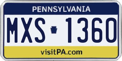 PA license plate MXS1360