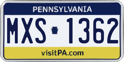 PA license plate MXS1362