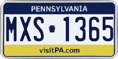PA license plate MXS1365