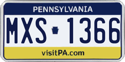 PA license plate MXS1366