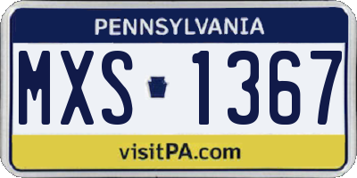 PA license plate MXS1367