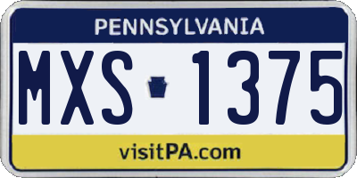 PA license plate MXS1375