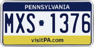 PA license plate MXS1376