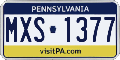 PA license plate MXS1377