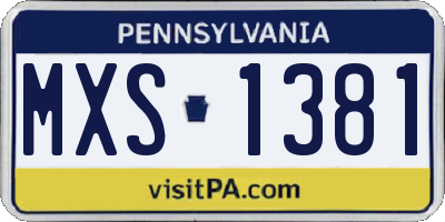 PA license plate MXS1381