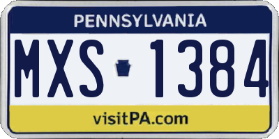 PA license plate MXS1384