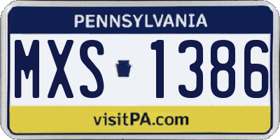 PA license plate MXS1386