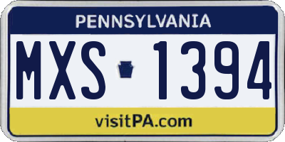 PA license plate MXS1394