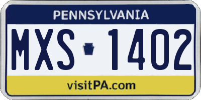 PA license plate MXS1402