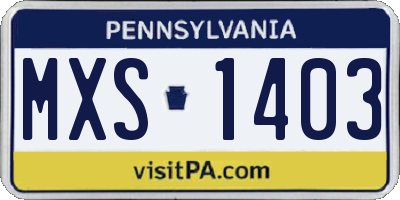 PA license plate MXS1403