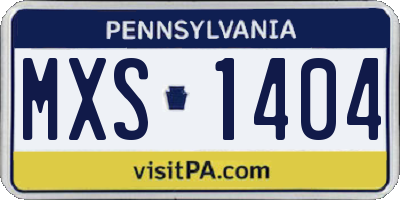 PA license plate MXS1404