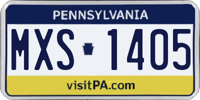 PA license plate MXS1405