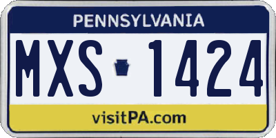 PA license plate MXS1424