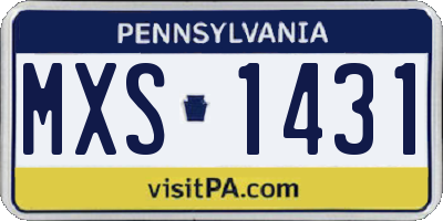 PA license plate MXS1431