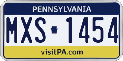 PA license plate MXS1454