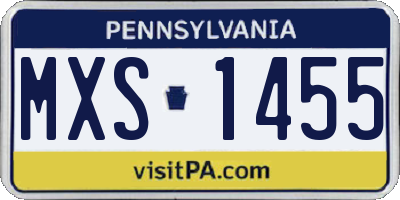 PA license plate MXS1455