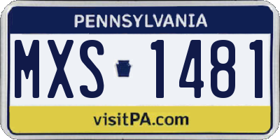 PA license plate MXS1481