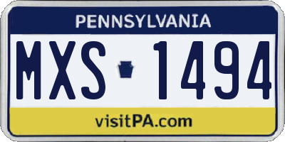 PA license plate MXS1494