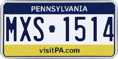 PA license plate MXS1514
